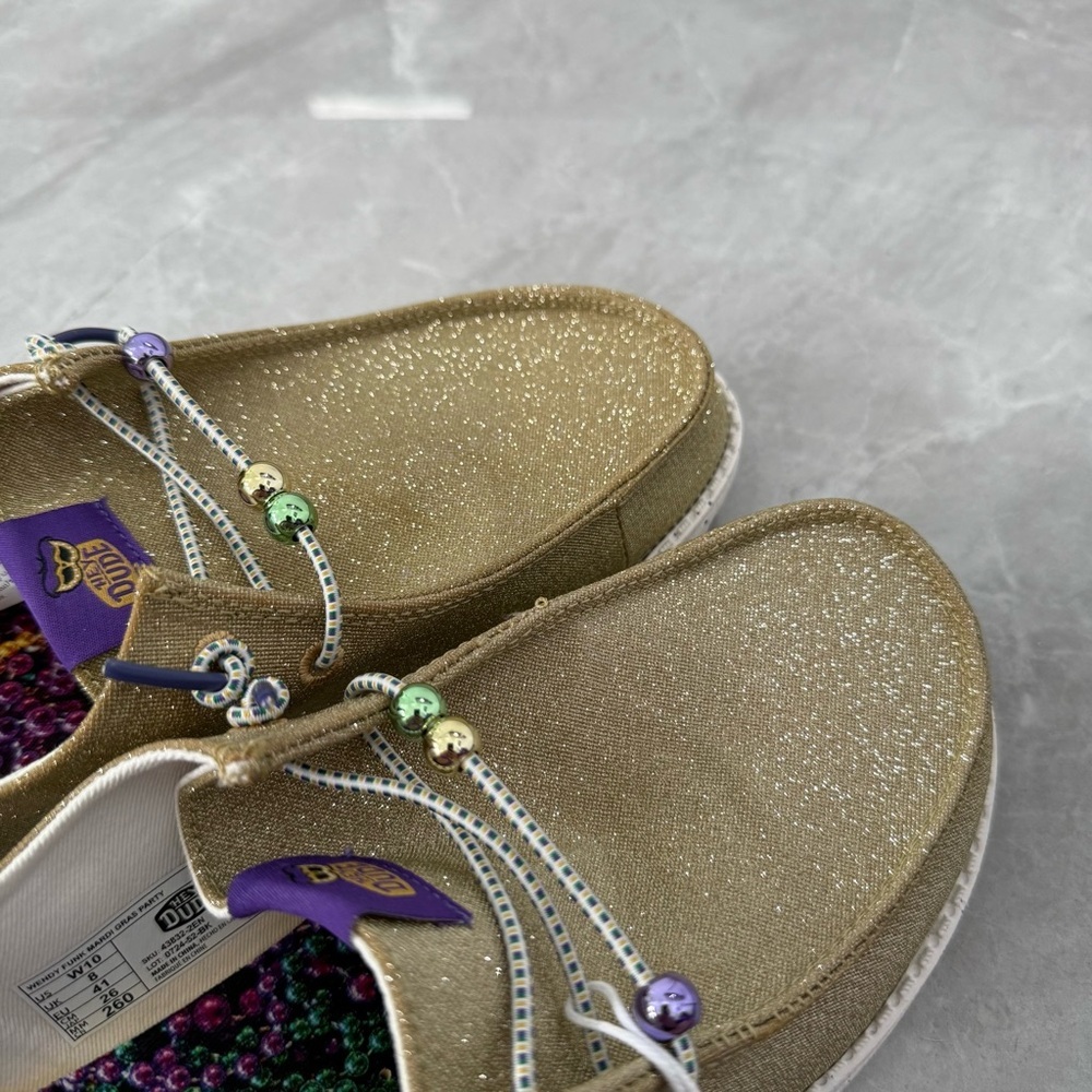 Women's Hey Dude Wendy Mardi Gras Casual Slip On Shoes Sparkle Party Size 10 - Picture 7 of 16